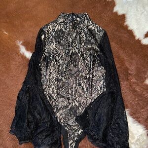 Elegant Black Lace Women Top